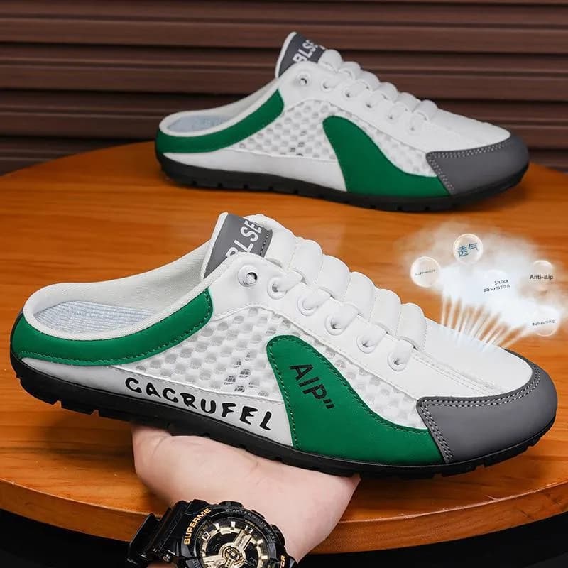 Men's Summer Sandals Subtle and Breathable in Net, Shoes Slip-On Comfortable with Round Toe, PVC Sole, Pure Color, Simple Style, Casual Shoes