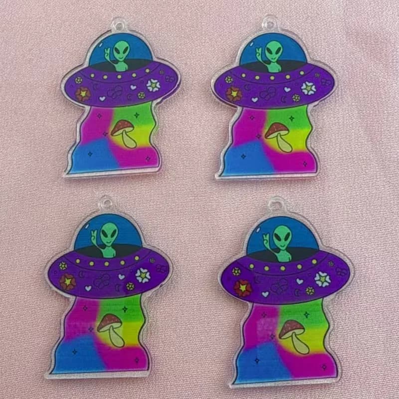10pcs Cross border Popular Fun Acrylic Alien Character Pendant DIY Jewelry Accessories Jewelry Making Earrings Keychain
