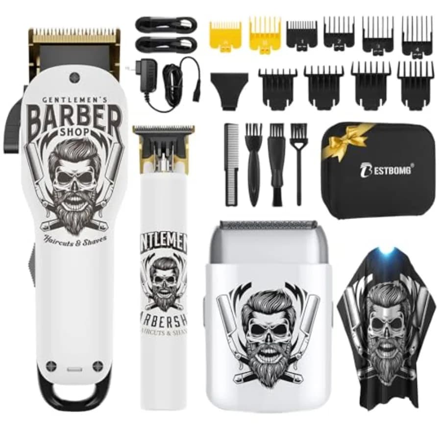 ® Tagliacapelli Professionali per Uomo, Kit e Set per Regolare la Barba, Rasoio Elettrico, Tagliacapelli e Regolabarba con Lama a T in Ceramica