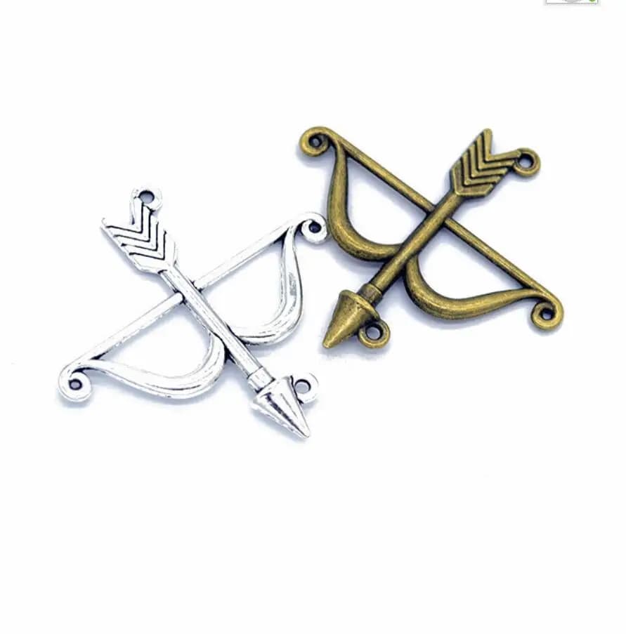 4 Pz 47*46mm In Lega di Zinco Arco e freccia Fascino Argento Tibetano Ciondolo Prodotti di Gioielli Pendenti Fai Da Te Per La Collana Bracciali F0530