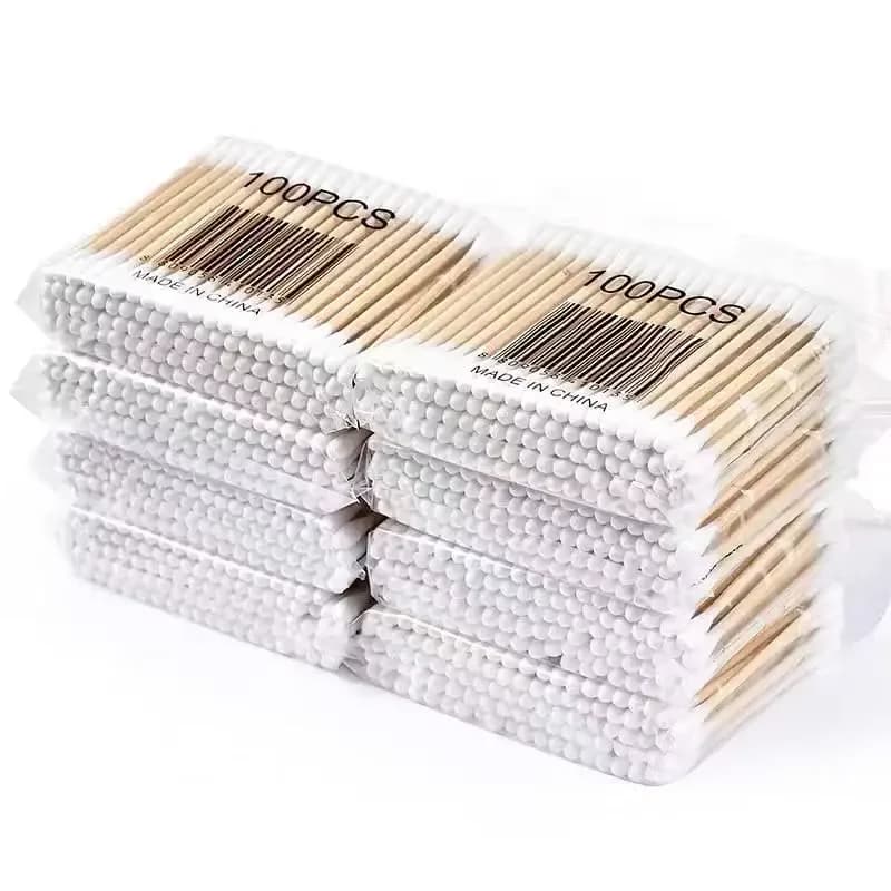 100 pcs double-end disposable cotton tamps for ear cleaning and makeup removal