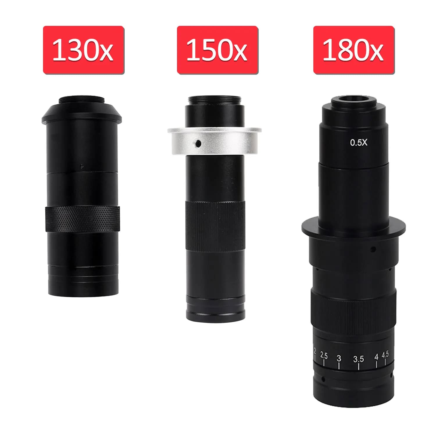 Adjustable magnification 180X 150X 130X Zoom C Mount Objective 0.7X ~ 4.5X Enlargement for HDMI USB Industry Video Microscope Camera