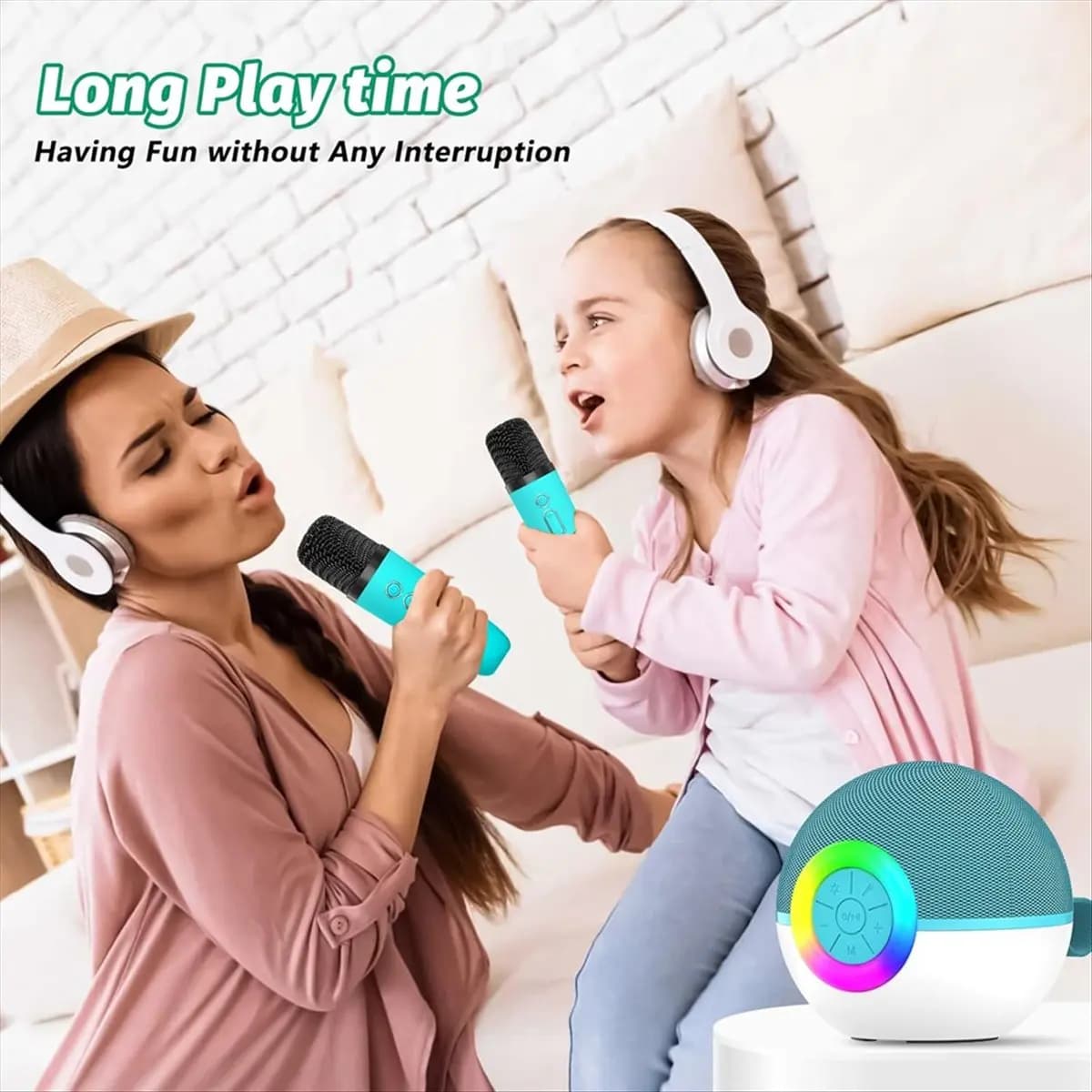 (BOFF) Mini altoparlante per karaoke, microfono portatile Bluetooth, giocattoli per cantare con luce LED, regalo di compleanno di Natale per bambini, A