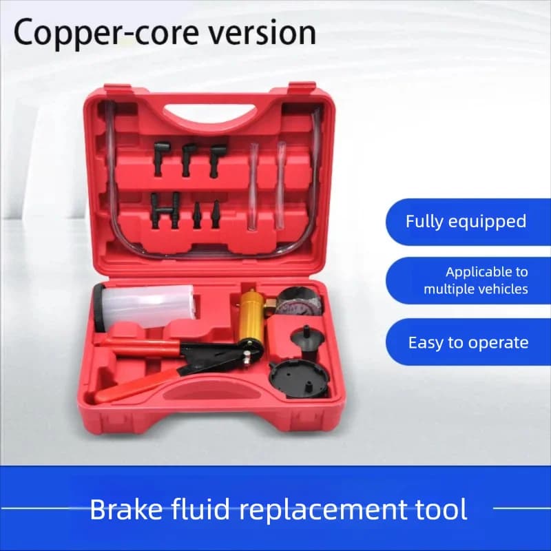 Brake Bleeder Kit with Hand Vacuum Pump with Gauge Adapters Automotive Brake Fluid Bleeding Set for Bike Car Truck