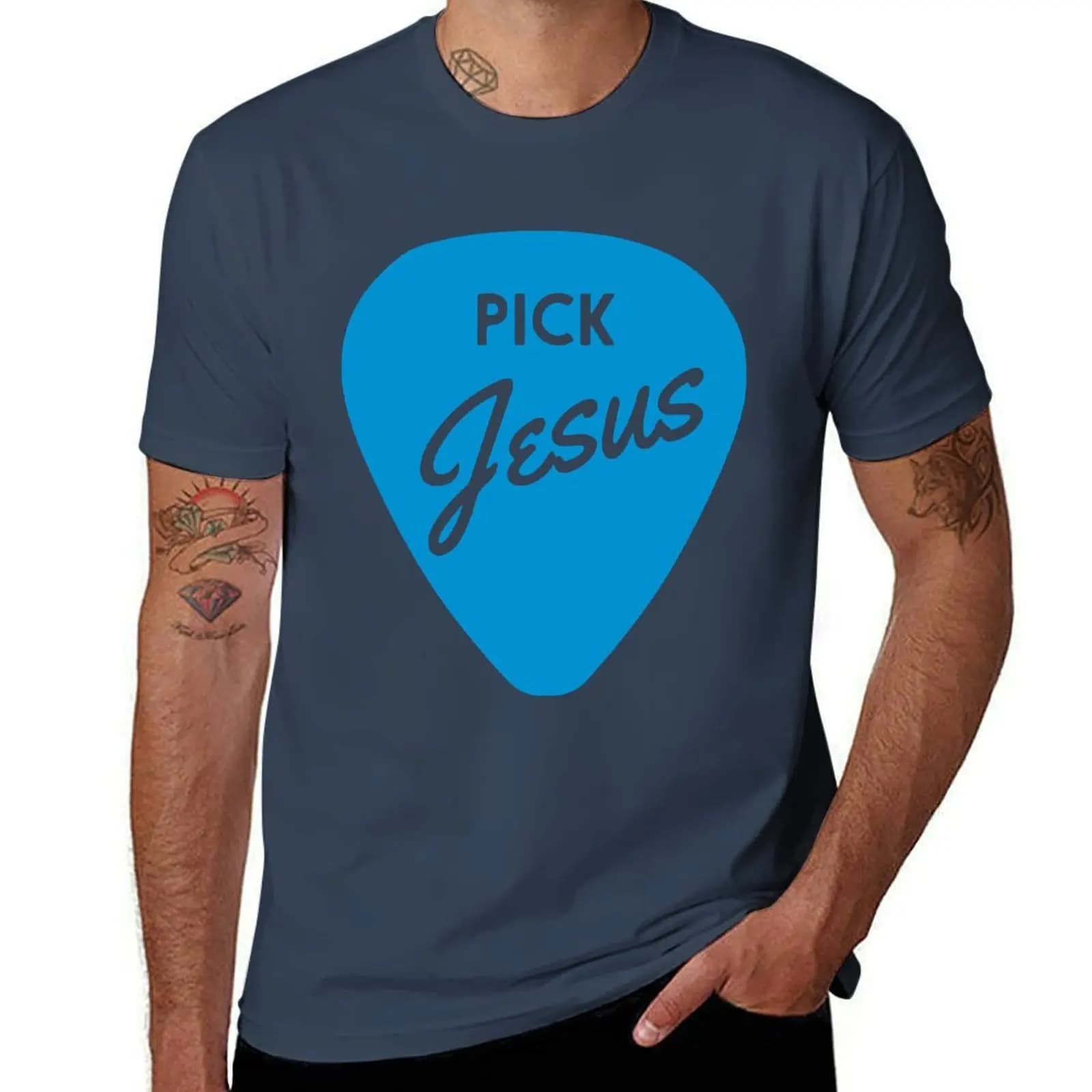 Plettro per chitarra, Christian Jesus, T-shirt con stampa di abbigliamento, maglietta leggera basic a maniche corte
