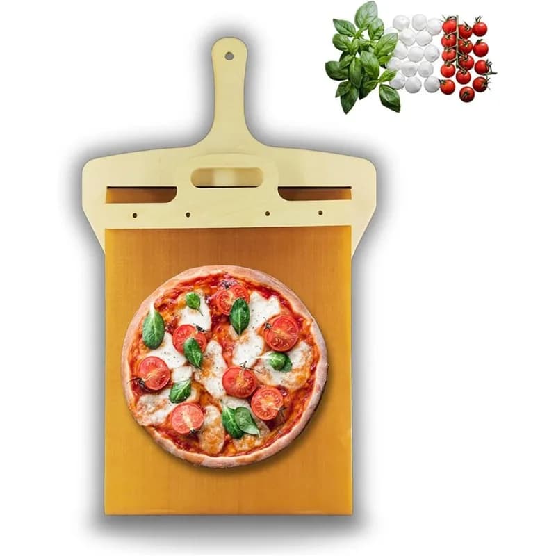 Spatola scorrevole in legno per pizza, tappetino antiaderente per cottura ad alta temperatura, strumento per il trasferimento della pizza, attrezzo da forno per uso domestico