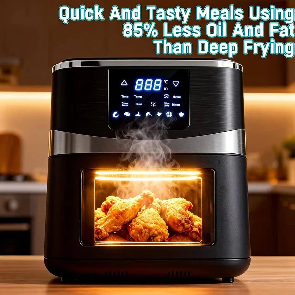 Air Fryer, 5.28 QT Large Capacity with Temperature Control, 8 Preset Recipes, Non-Stick Racks, Low-fat Healthy Grilling, Multi-functional Air Fryer Oven great for Home Use and Festive Gifts.