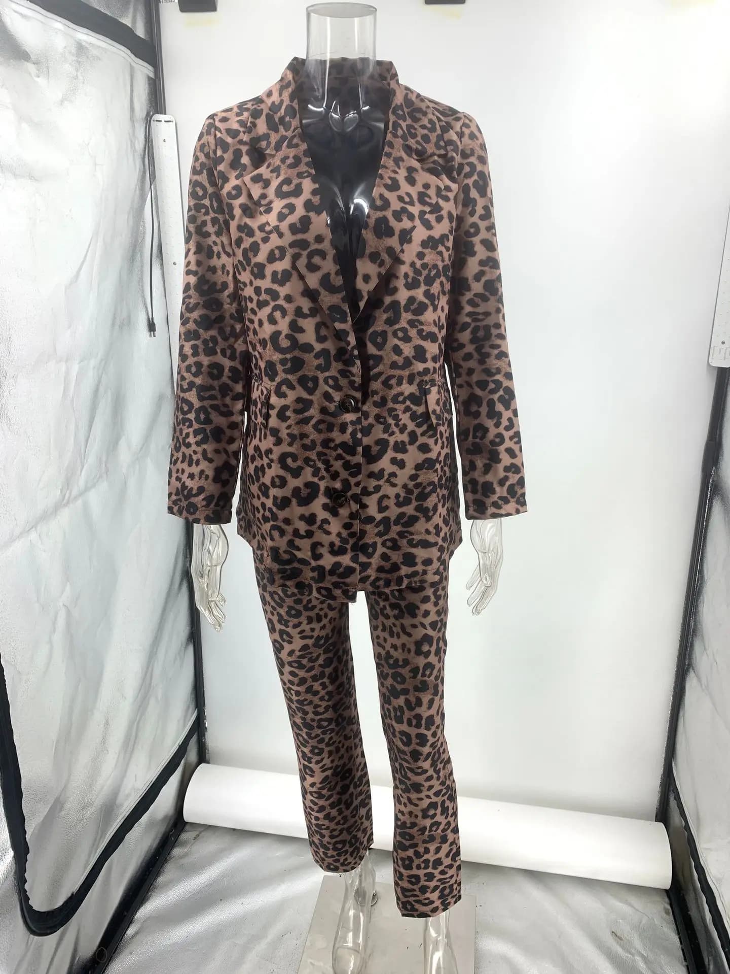 Elegant Office Lady Blazers Tops Pencil Pants Suit Women Single Button Retro Print Outfits Spring Autumn Casual Two Piece Sets