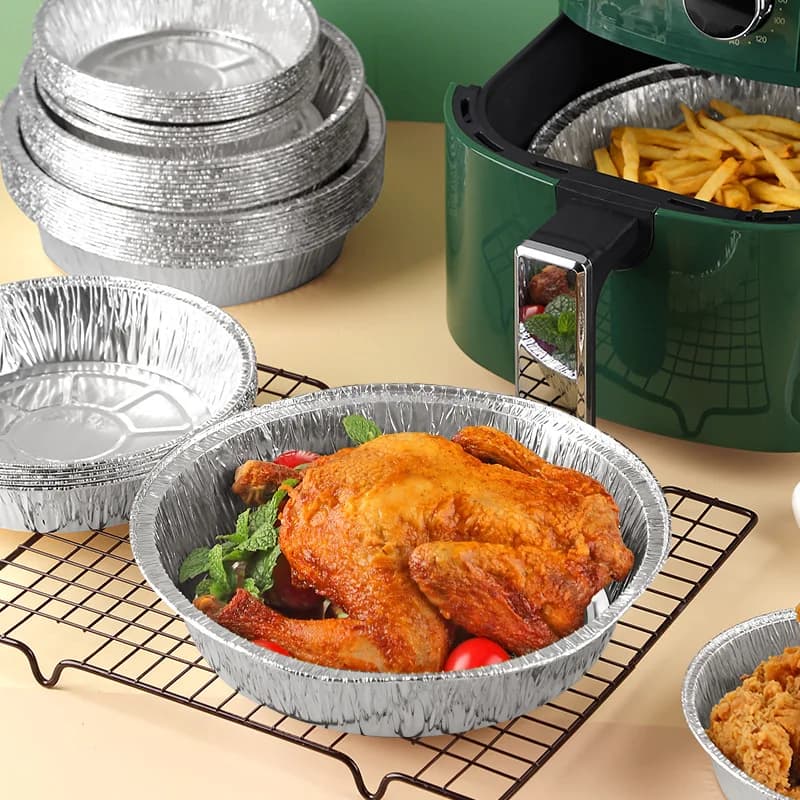 Air Fryer Aluminum Foil Tray Baking Tray Barbecue Tray Oil Absorption Pad Food Baking Household Use Oven Tray Cooking Utensil