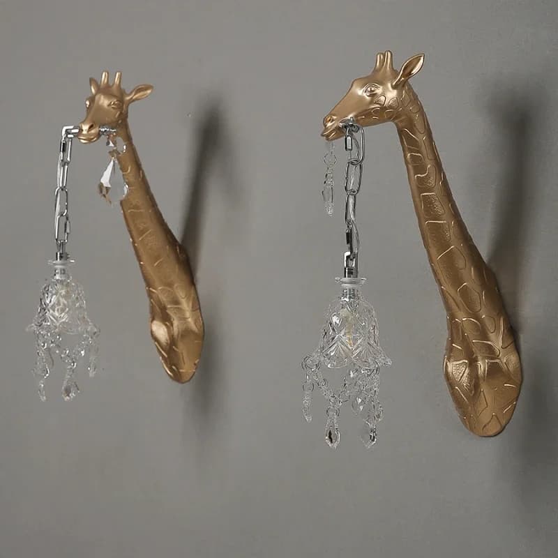 Nordic G9 Resin Giraffe LED Wall Lamp for Bedroom Bedside Lighting Corridor Living Room Decor Light Golden Resin Lamp Body