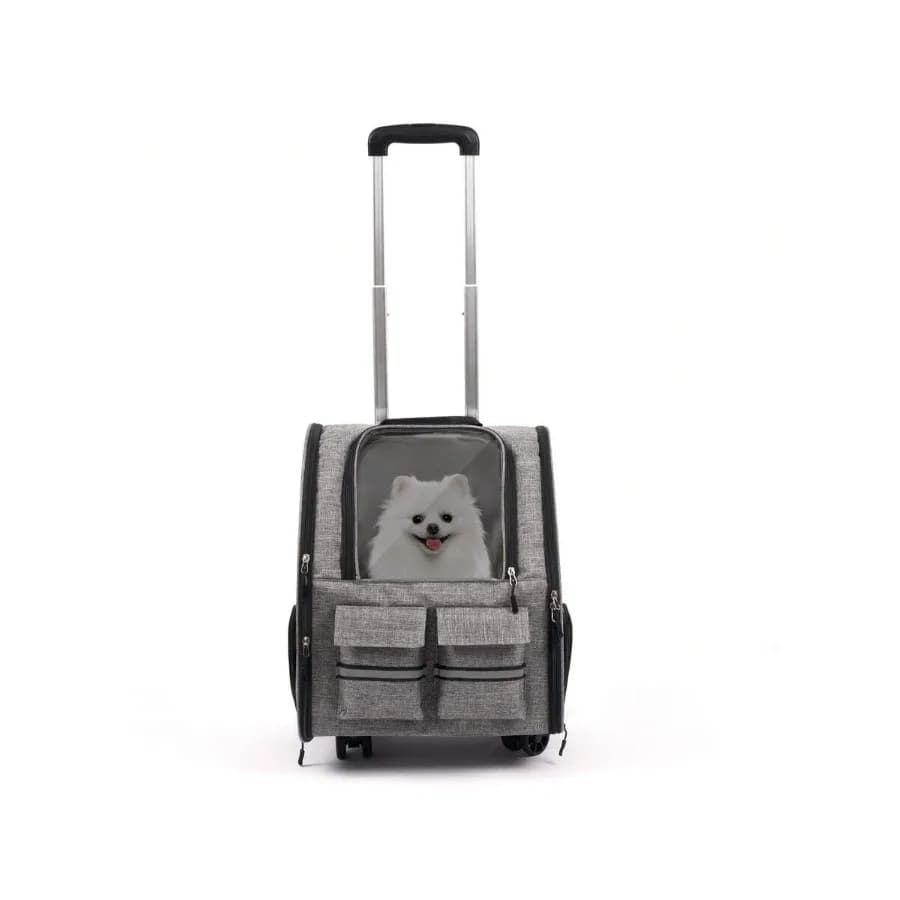 【New style】2-In-1 Trolley Pet Cat Bag Cat Carrier With Wheels, Airline Approved Pet Carrier With Telescopic Handle, Polyester R