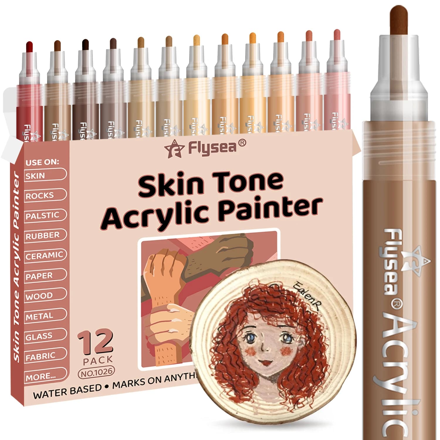 Penne per vernice acrilica tono pelle 12 colori, pennarelli a punta media da 3,0 mm per legno, vetro, tessuto, penne per pittura rocce