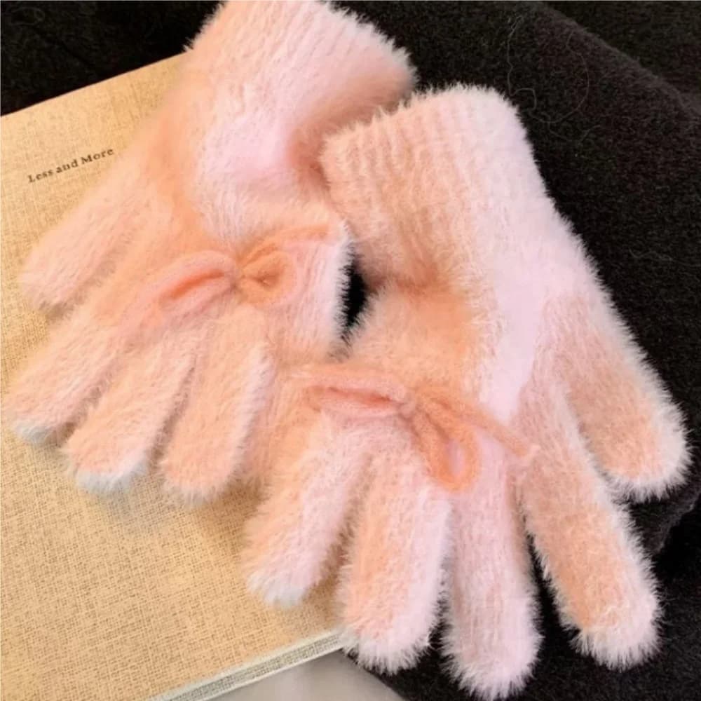 Guanti resistenti al freddo Guanti invernali in peluche tinta unita Guanti a cinque dita alla moda antivento per viaggiare in bicicletta invernale