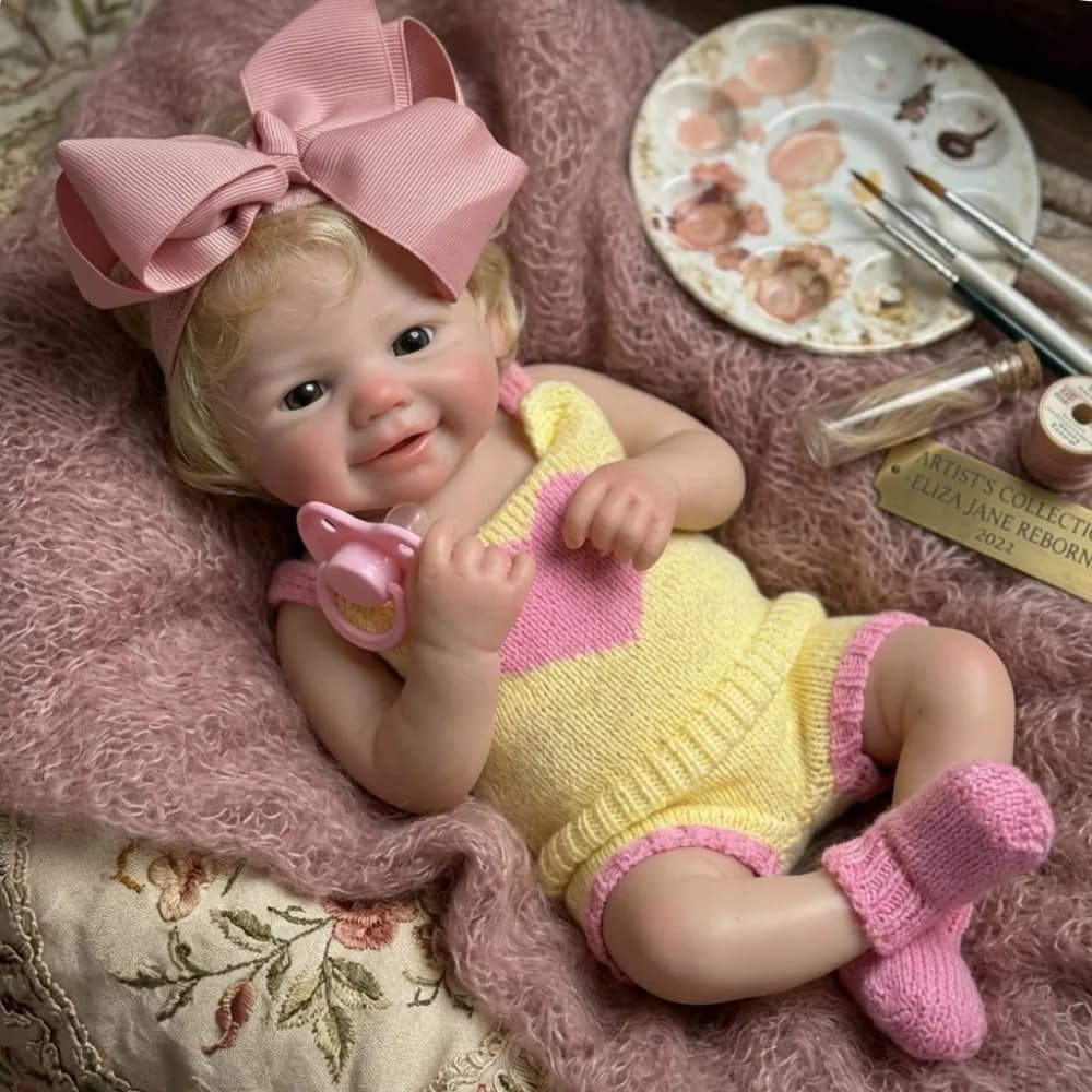 Bambola Reborn in Silicone Vivienne da 13 Pollici con Capelli Infoltiti, Morbida al Tatto, Dipinta in 3D, Neonato in Silicone