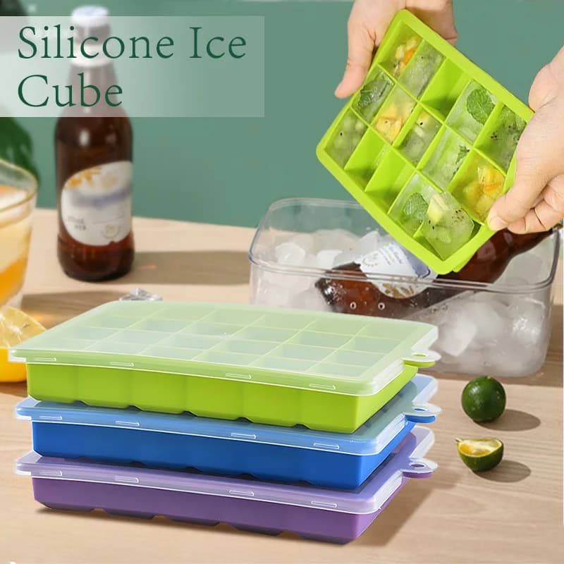 Stampo per Ghiaccio Grande con 4/6/8/15/24 Scomparti, Vassoio Gigante in Silicone per Cubetti di Ghiaccio di Grandi Dimensioni, Stampo Quadrato per Cubetti di Ghiaccio Fai-da-Te