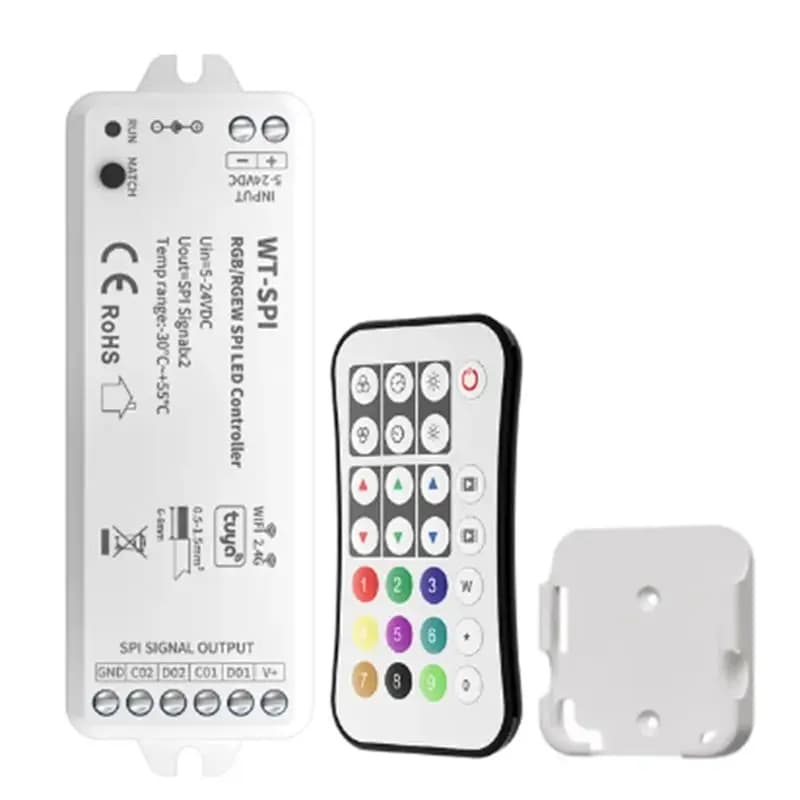 FFYY-Tuya SPI RGB/RGBW Pixels LED Controller WIFI 2.4Ghz RF Remote For Alexa Google ECHO For WS2811 WS2812B WS2815 Strip
