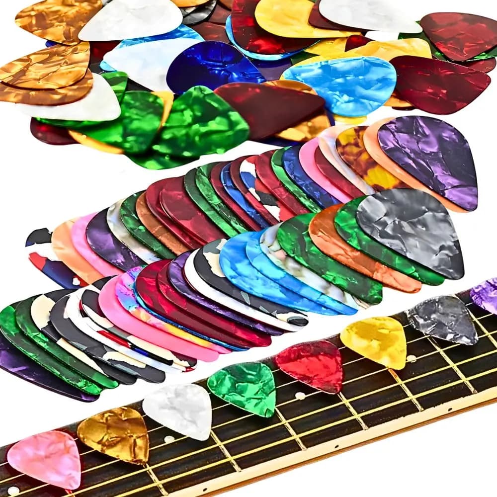 36pcs 0.5mm Random Color Celluloid Guitar Picks, Bulk Colorful Guitar Plectrums for Acoustic Electric Guitar, Bass, Ukulele, Musical Instrument Accessories YMY