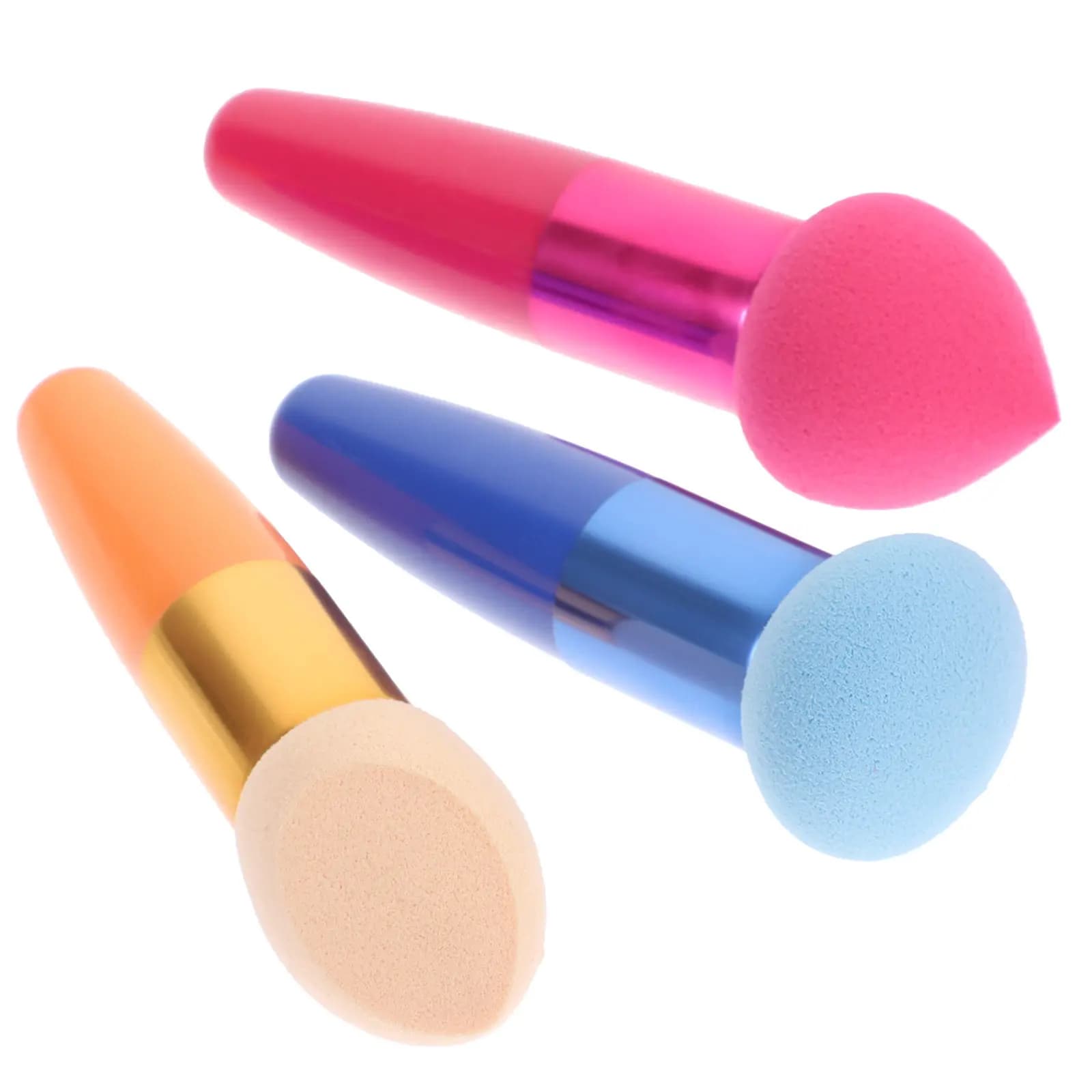 3Pcs Sponge Makeup Brushes Blue Red Color Lollipop Powder Puff Set Professional Face Eye Foundation Concealer
