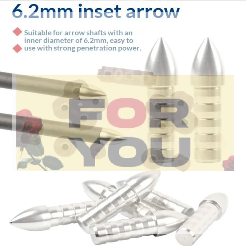 【OD】6.2mm Stainless Steel Arrow Inserts Bullet Points For Carbon Arrows Target Practice Archery