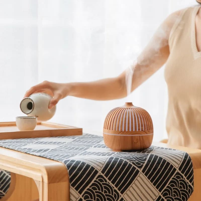 Wooden Hotel Aroma Diffuser with Humidifier Function - Home Wood Grain Essential Oil Diffuser, Desktop Mist Sprayer Decor