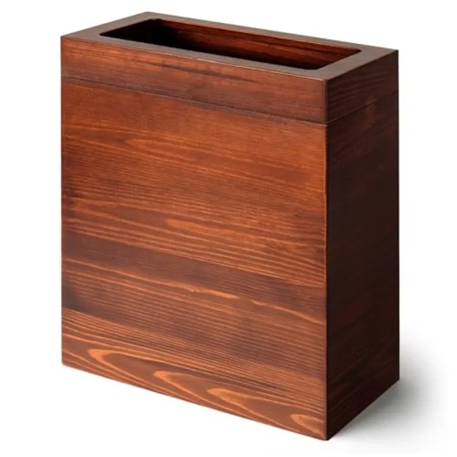 Cestino per Rifiuti Rettangolare in Legno da 2,3 Galloni con Sacchi Interni, Cestino Decorativo per Rifiuti, Contenitore per Riciclaggio per Bagno, Naturale