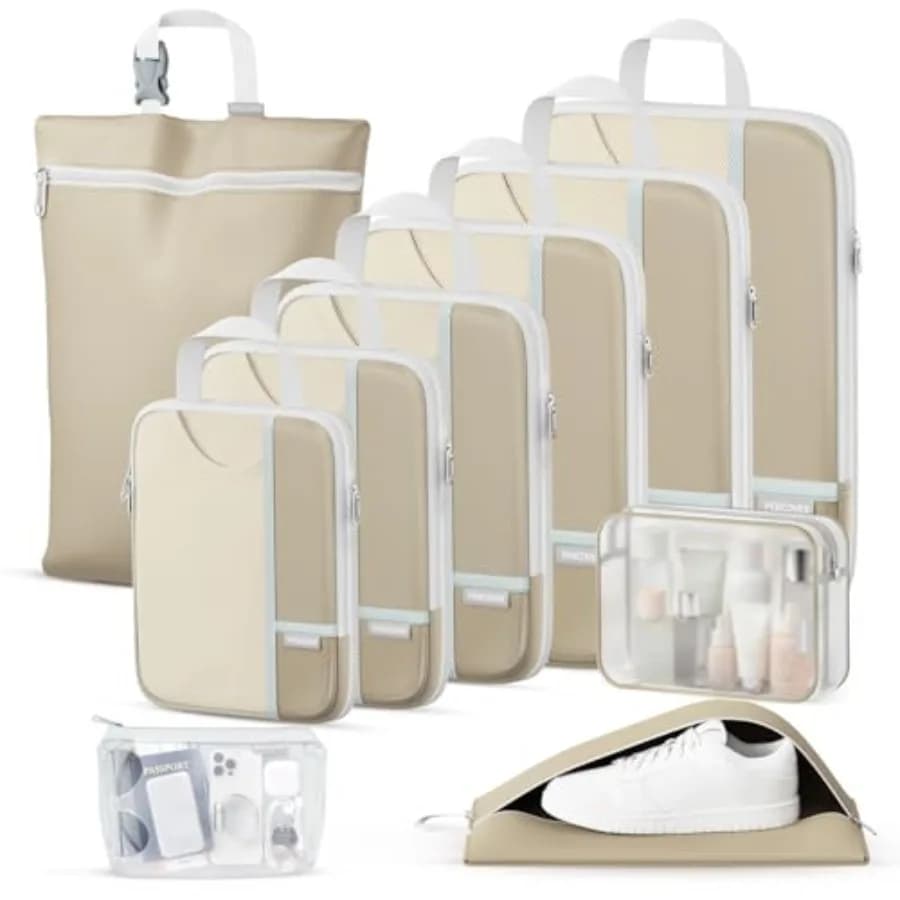 Set of 10 Percover Compression Cubes to Organize Bags with Toeletta Items Bag, Baby Bag and Bag for Shoes in Color Hand Bag C