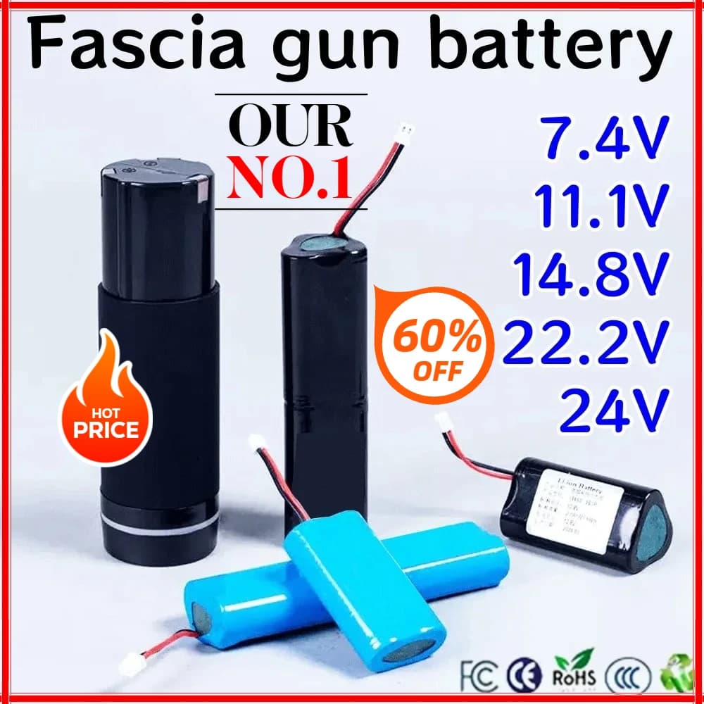 100% new rechargeable lithium ion battery 7.4V-11.1V-14.8V-22.2V-24V 2500/4500/6800mAh for replacement massage gun band