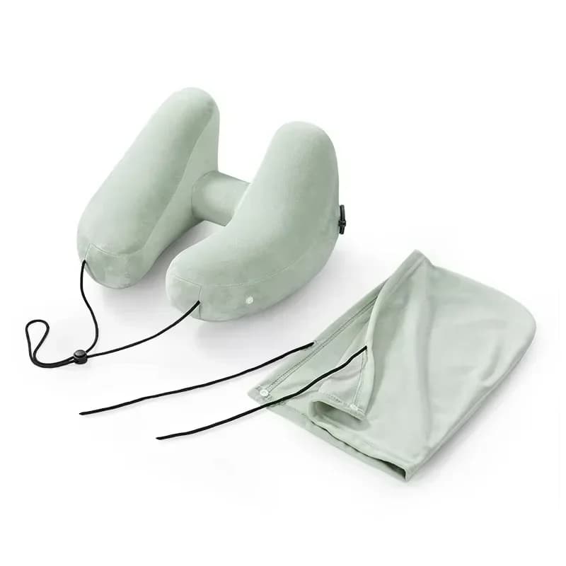 Cuscino gonfiabile ultraleggero portatile per il collo, a forma di U, con gonfiaggio automatico, per il supporto cervicale, cuscino da viaggio, 1 pezzo