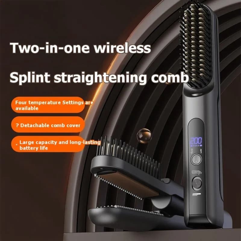 A83G-Quick Styling Wireless 2-In-1 Hair Straightener And Curler-Titanium Tourmaline Coating, Under 5 Min Minutes