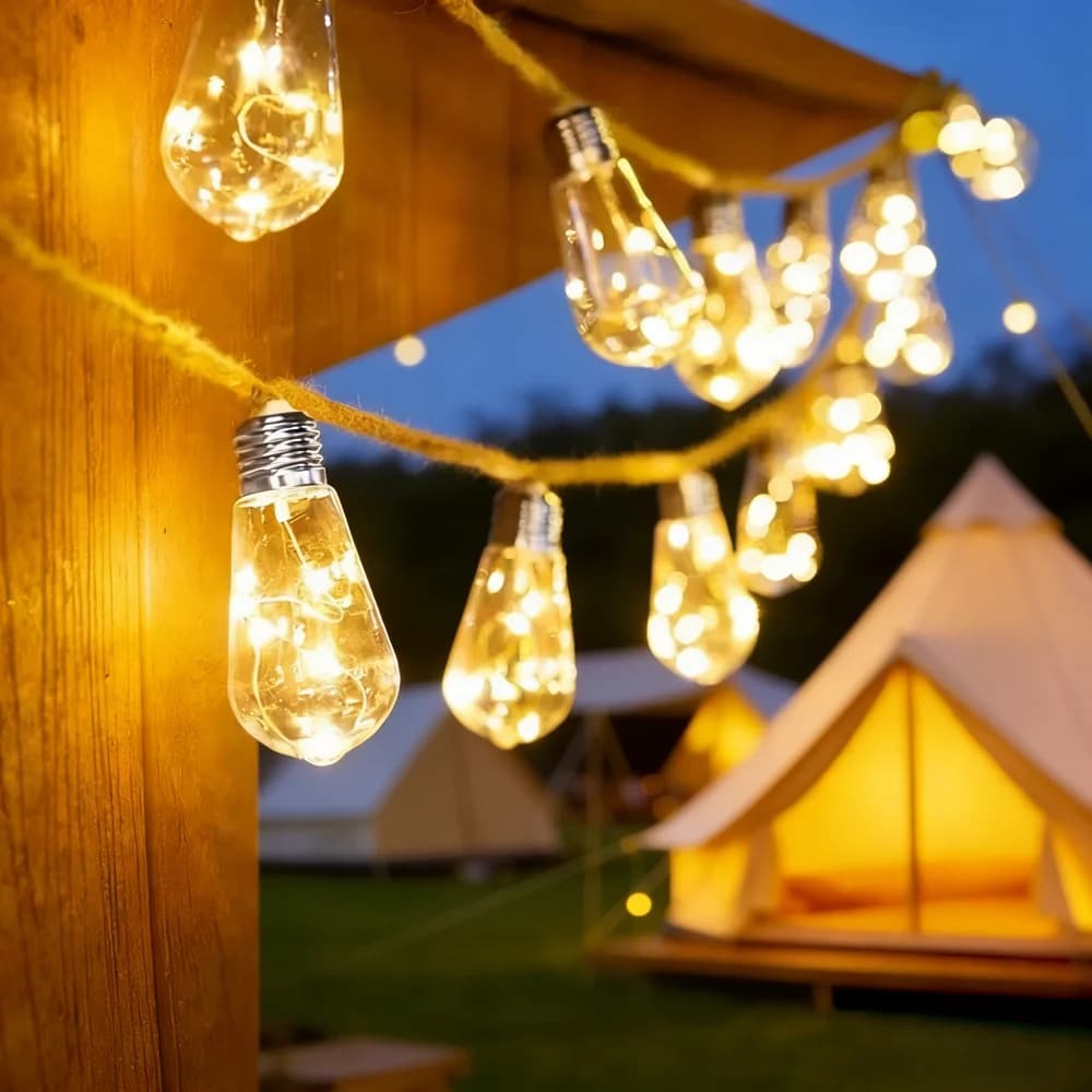 Luci a Corda LED Solari in Corda di Canapa a Forma di Papaya, Impermeabili, Stile Vintage, per Esterni, Patio, Giardino, Campeggio, Decorazioni Matrimoniali