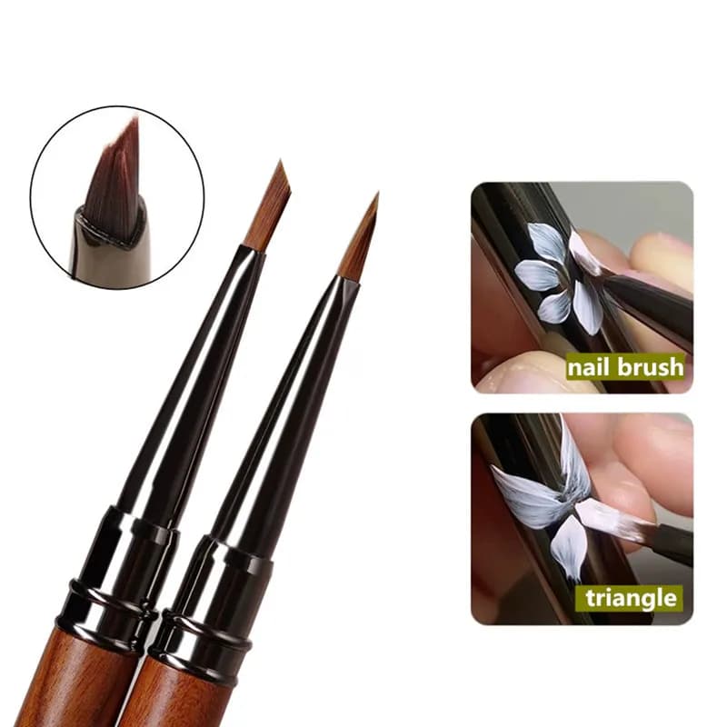 1/2 Pezzi Pennello Triangolare per Nail Art, Penna per Disegno e Pittura, Pennello per Gel Acrilico UV, Strumenti per Manicure Fai-da-Te
