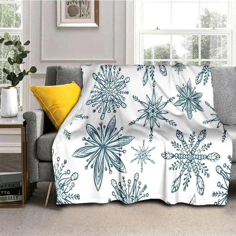 Coperta da tiro in flanella a tema natalizio con fiocco di neve, morbida, leggera, calda per soggiorno, camera da letto, divano letto, divano, regali per bambini e adulti