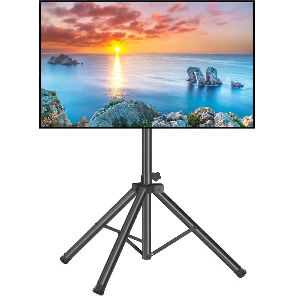 Supporto TV a Treppiede, Supporto TV Portatile per Schermi Piatti e Curvi LED LCD OLED da 37-80 Pollici, Supporto da Pavimento Regolabile in Altezza
