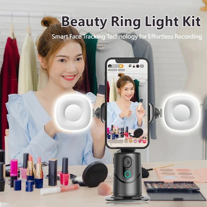 360° Auto Face Tracking Gimbal, No App Needed Smart Phone Stabilizer with AI Auto Follow, 3-Axis Anti-Shake Vlog