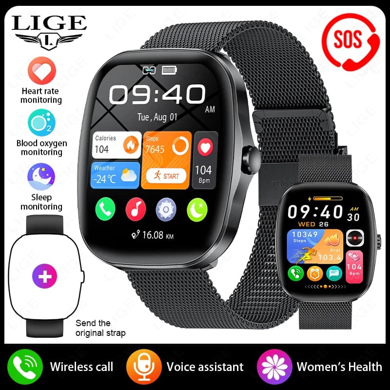 FOXBOX 2026 Smartwatch con Schermo Touch Completo, Chiamate Bluetooth, Impermeabile, Fitness Tracker, SOS, Orologio Intelligente per Uomo