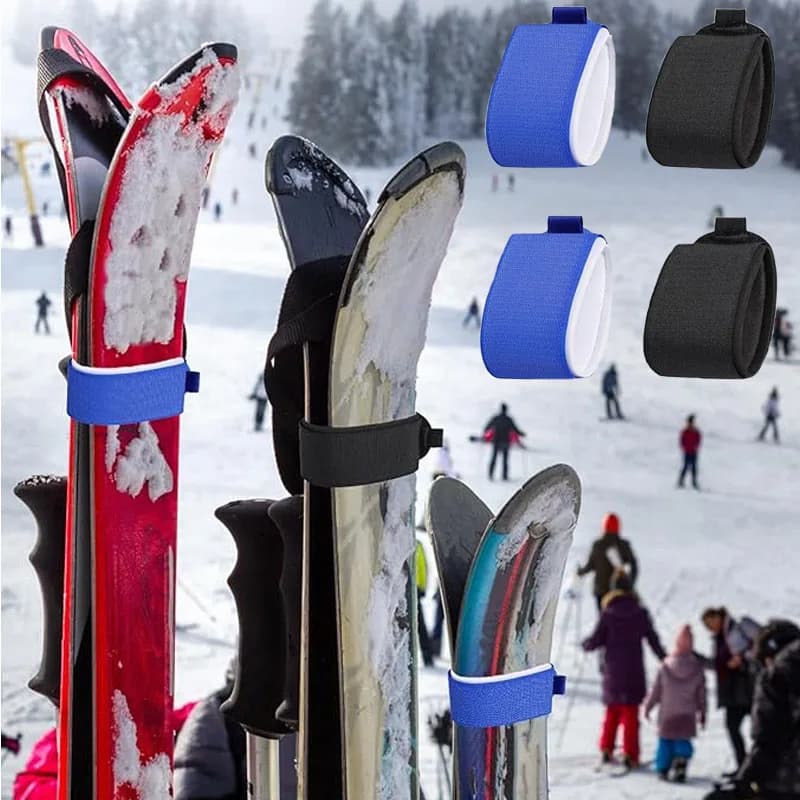 Cinghie da sci in nylon Nastro di fissaggio portatile regolabile Gancio e anello Avvolgimenti per fissaggio sci Cinghia in nylon regolabile per snowboard Accessorio per sci