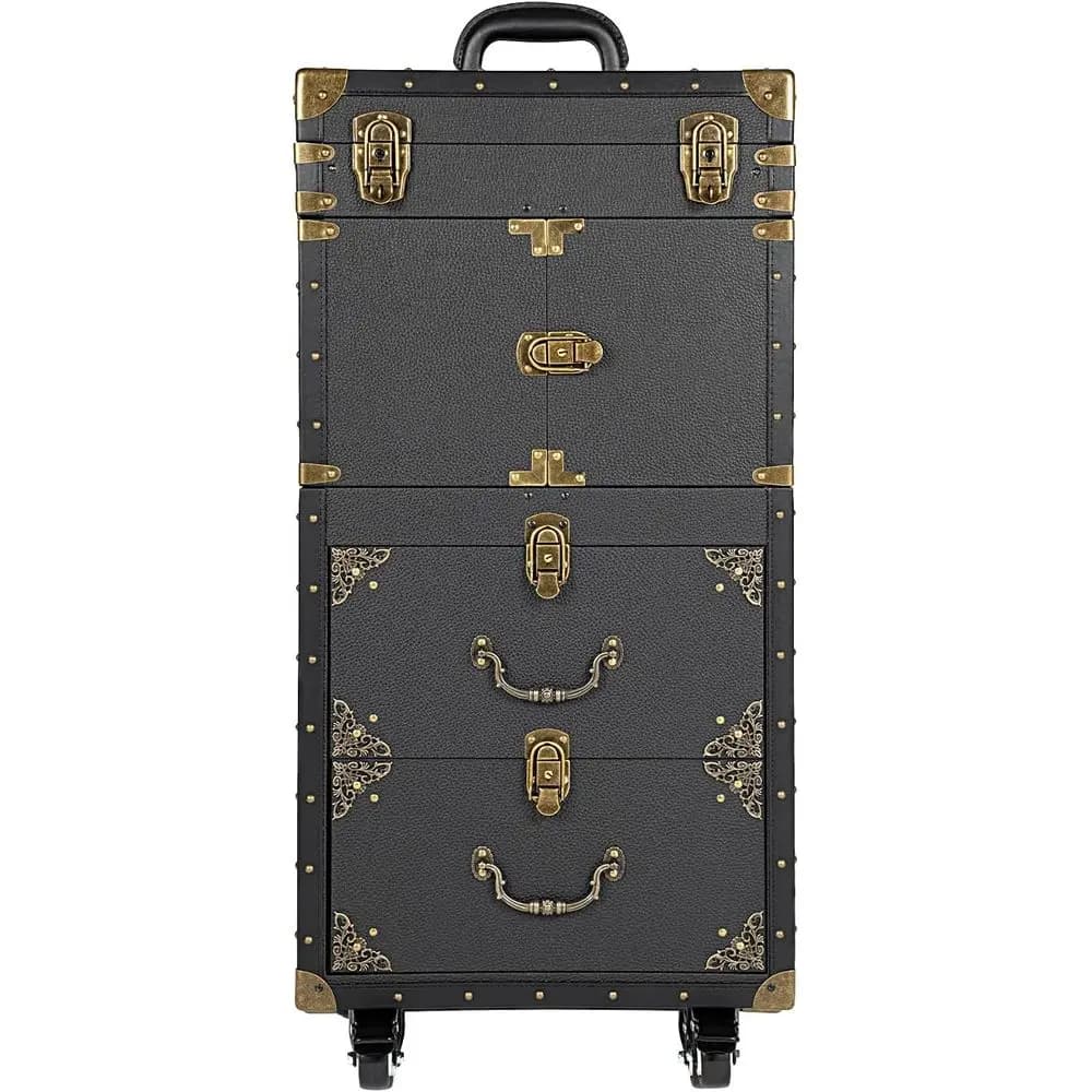 Valigia Trucco Portatile con Ruote e Serratura, Porta Asciugacapelli e Organizer Cosmetici per Stilisti