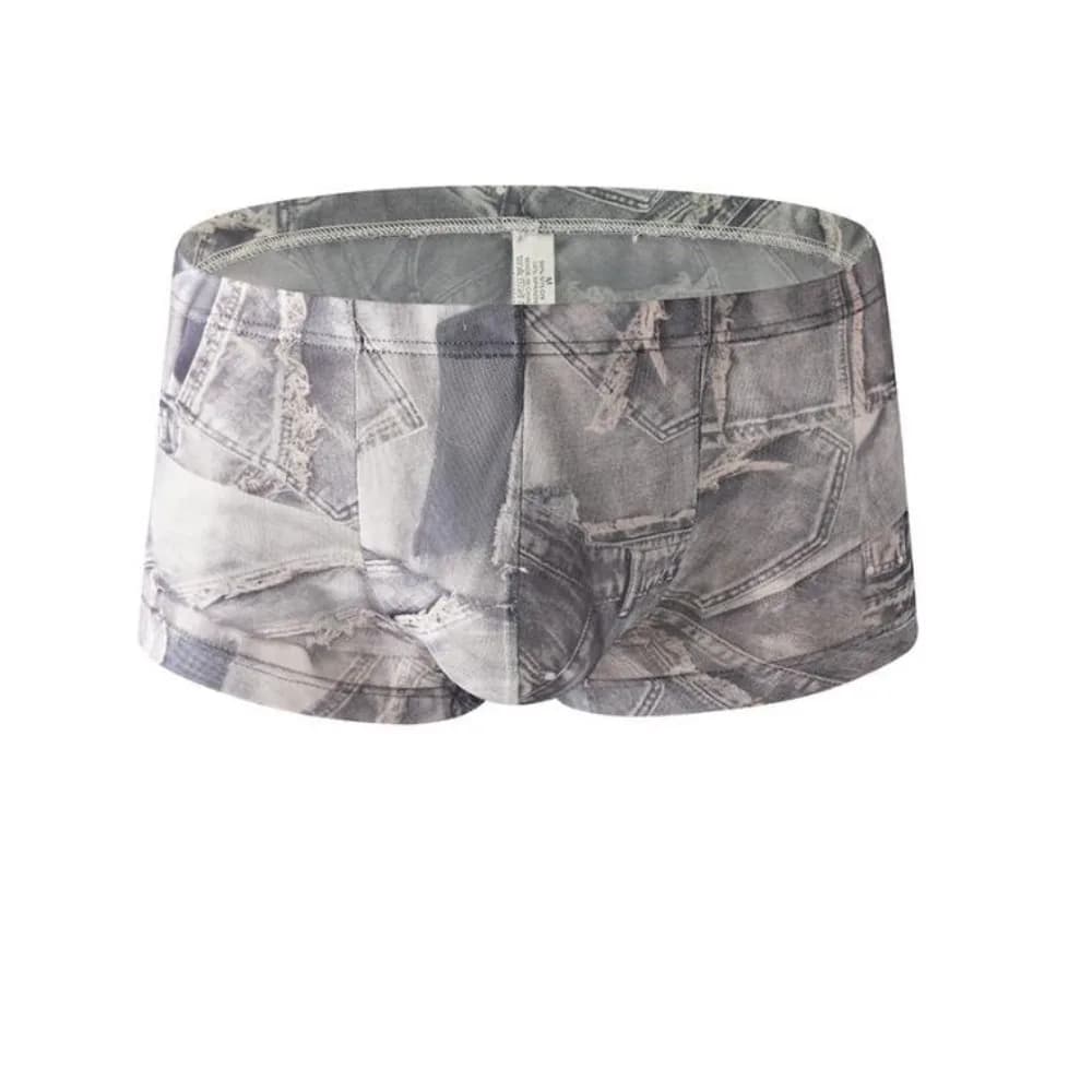 Breathable Denim Pattern Men's Flat Panties Low Waist Mesh Thin Seamless Panties Boxer Underwear for Men Men