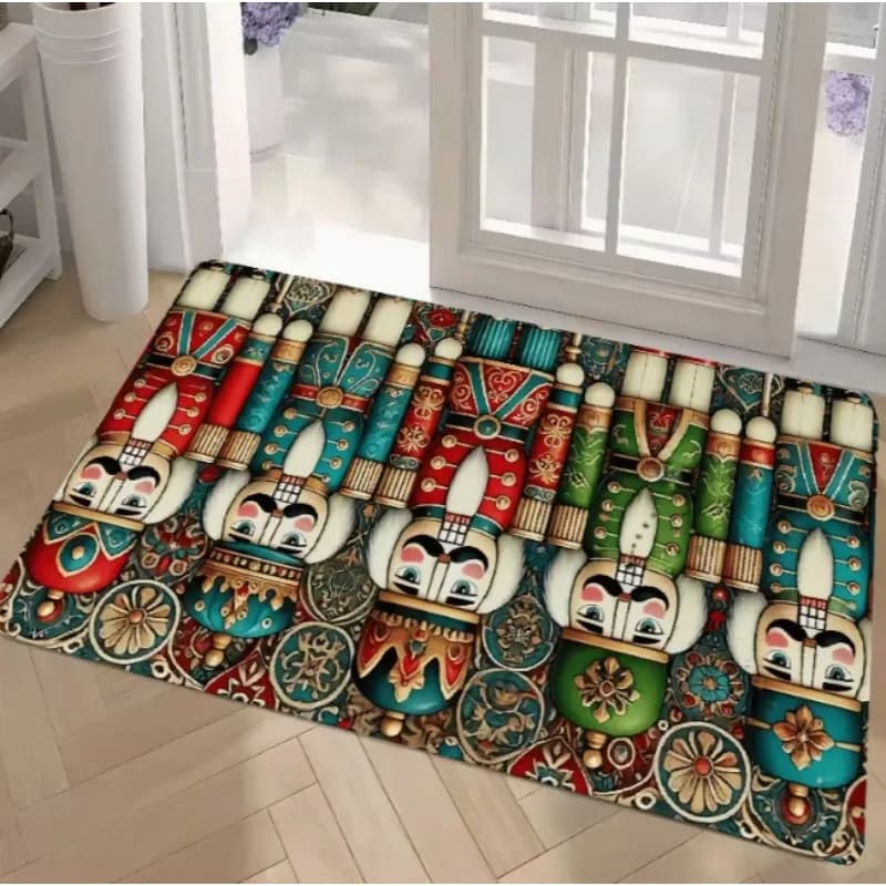 Printed door mat with oily soldier with vibrant festival design, suitable for kitchen, laundry, home decoration, door bearings