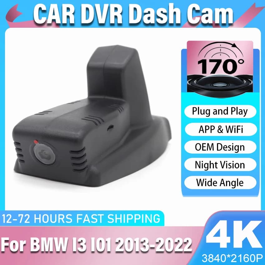 For BMW I3 I01 2013 2015 2016 2017 2018 2019 2020 2021 2022 4K Dash Cam Auto DVR 2160P Wifi Auto Camera Recorder Dashcam