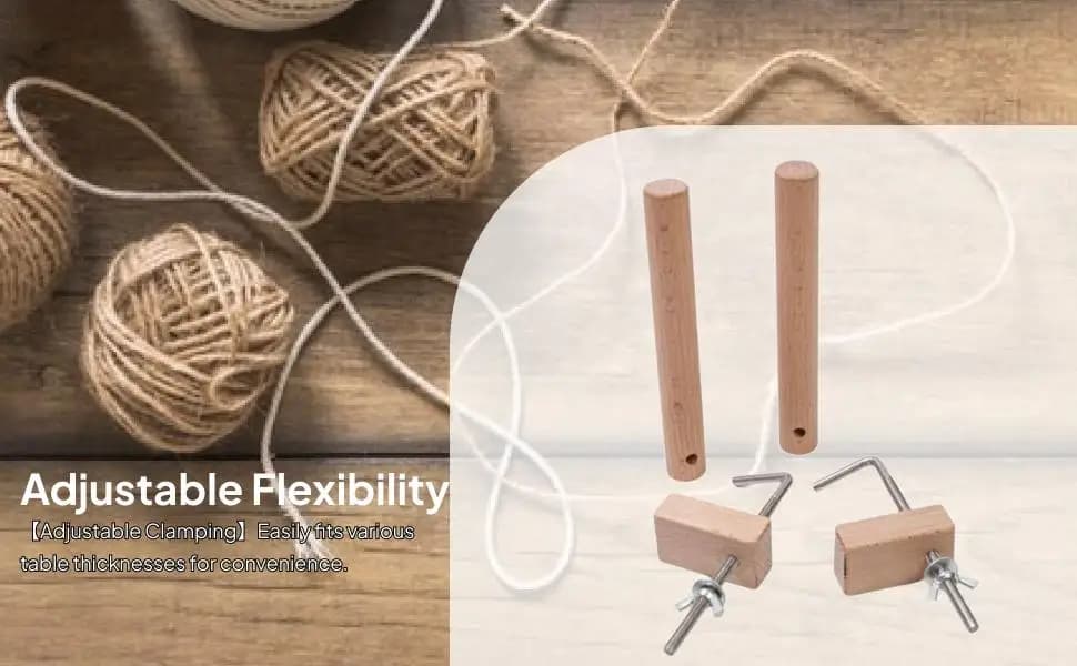 Warping Pegs Wooden Weave Frame Clamp Set Adjustable Loom Kit for Strap Weaving and Handcraft Projects