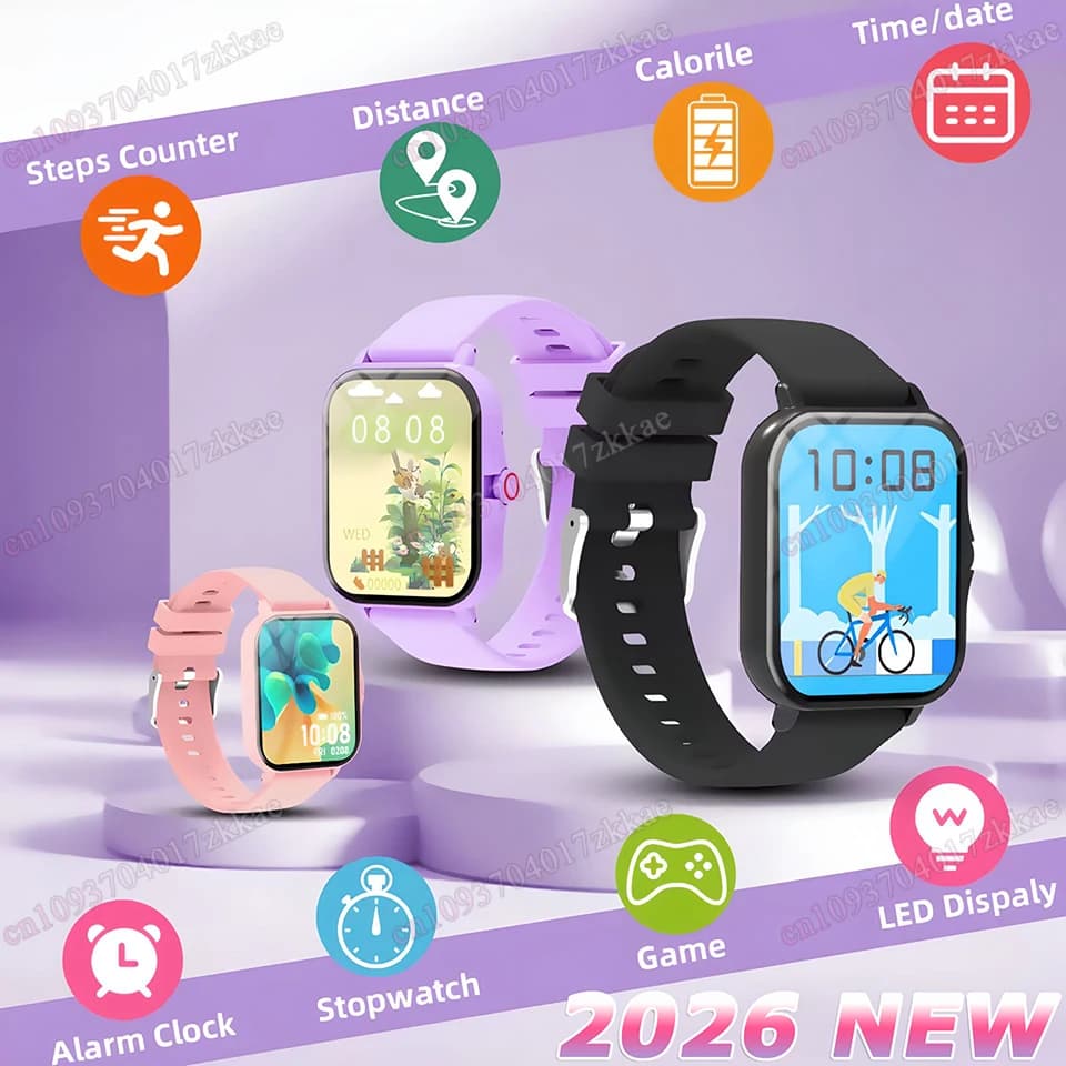 Smartwatch 2026 con Schermo HD da 1,83 Pollici, Chiamate Bluetooth, Contapassi, Impermeabile, Modalità Sportive, Monitoraggio del Sonno, Orologio Intelligente per Uomini, Donne e Bambini