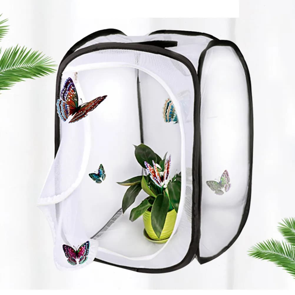 Gabbia per Insetti Pieghevole Bianca 30x30cm, Casa Portatile per Insetti da Esterno, Habitat per Libellule, Esplorazione della Natura, Concentrazione per Bambini