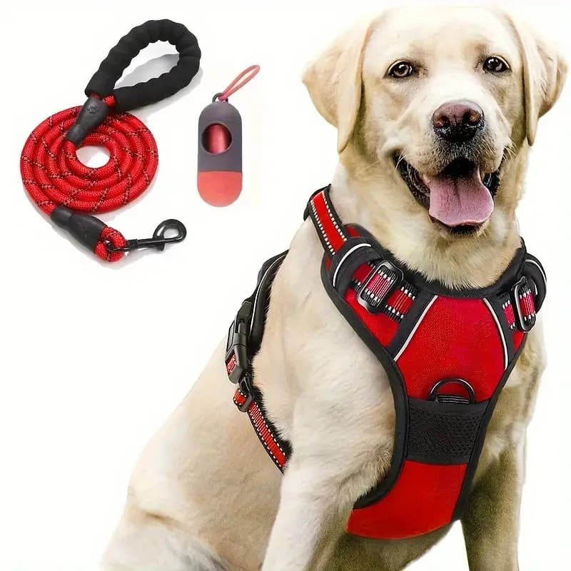 3in1 Adjustable Anti Escape Dog Strap Waist Strap Poop Bag Dispenser Set Soft Comfortable Breathable Dog Tank Top for Dog Walk