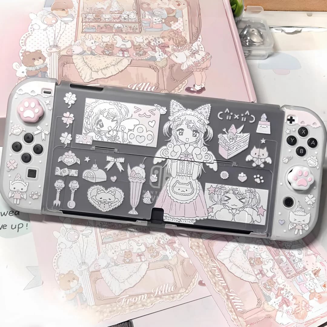 Kulu Original Anime Maid Girl Switch 2 Oled Protective Case Hard Shell Pink Cute Game Console Cover