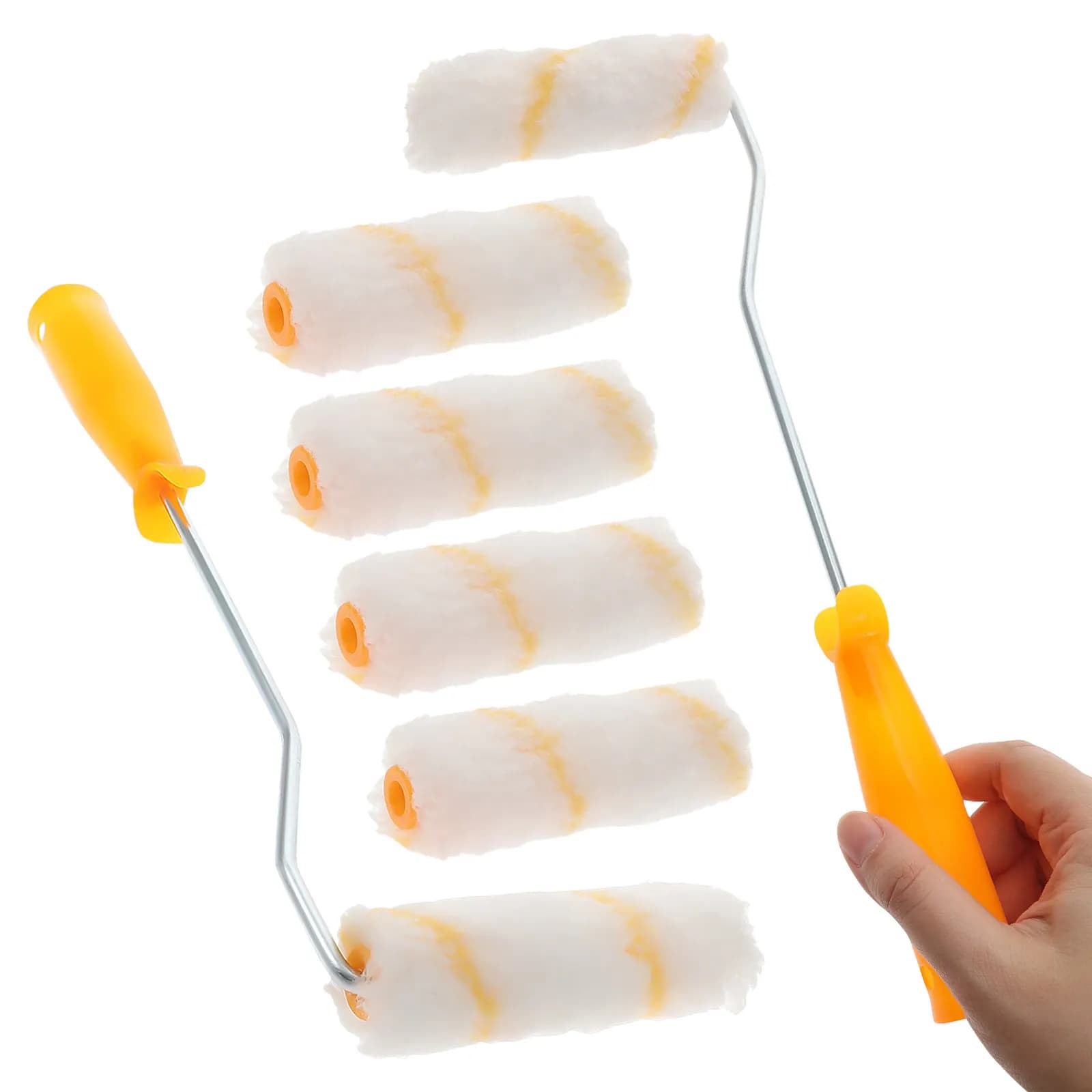 Set di Rulli per Pittura da 4 Pollici, Strumento Multifunzione con Manico per Pareti, Soffitti, Casa, Ufficio, Stanza, Capanno, Rullo per Pittura Resistente e Senza Pelucchi