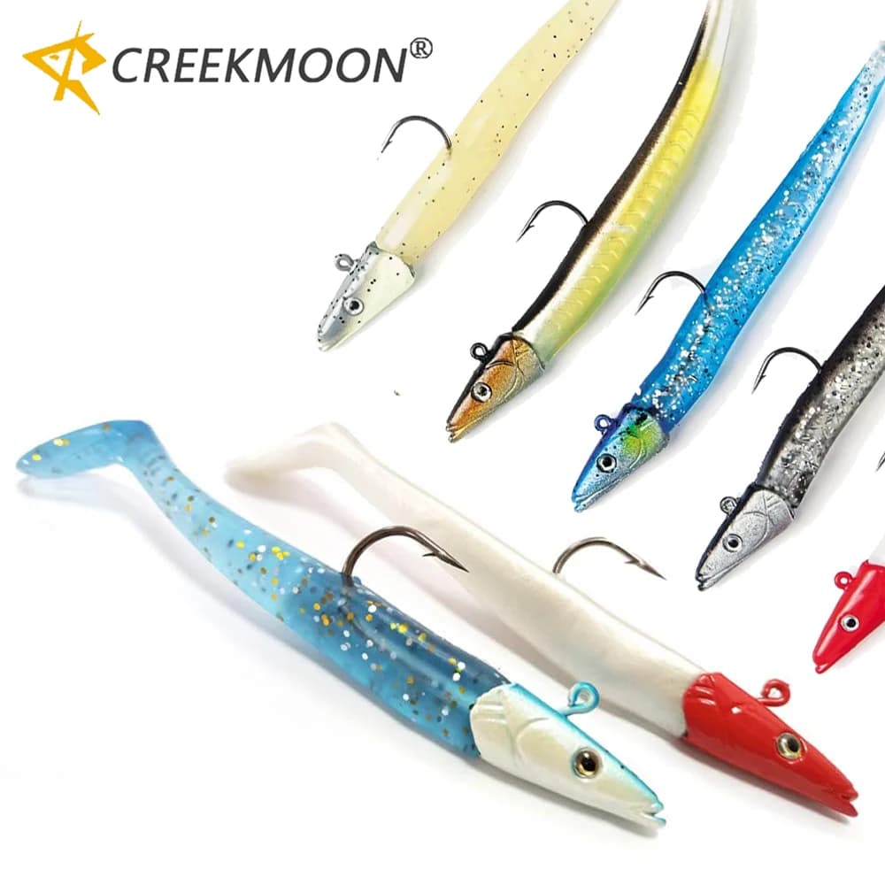 5 pz/borsa Esche Morbide da Pesca con Testa Piombata 10g/0.35oz 11cm/0.39in Wobbler Swimbait con Ami per Lucci, Spigole e Pesca in Mare