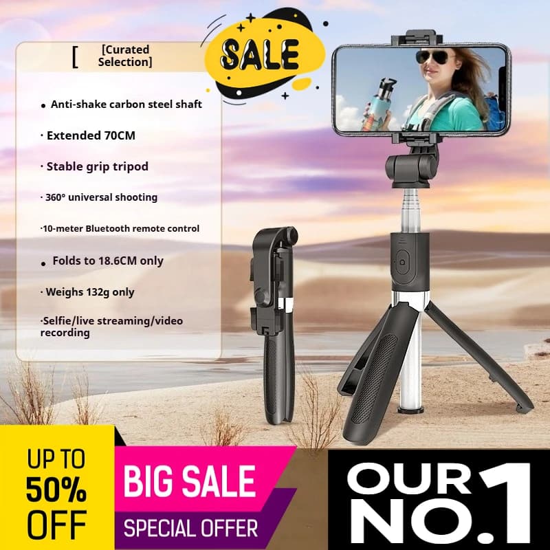 L01S Streaming mobile in diretta con supporto Bluetooth, selfie stick, strumento multifunzione, anti-vibrazione, treppiede estensibile, portatile