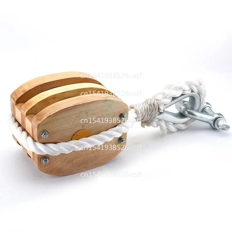 Pulegge di bloccaggio in corda di nylon a ruota singola e doppia ruota, cavo con manillo con puleggia in legno Puleggia di sollevamento Marine