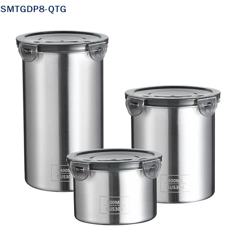 Hot！Storage Jars 500/900/1400ml Stainless Steel Sealed Container Jar Kitchen Organizer For Fresh Grain Vegetable Coffee